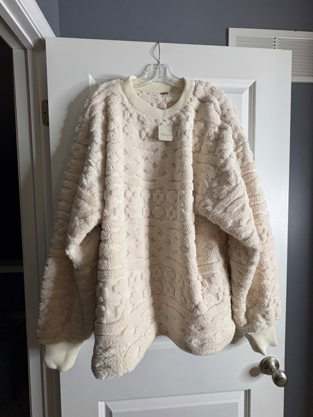 Free People Cable Knit Sweatshirt in Ivory - Picture 4 of 4